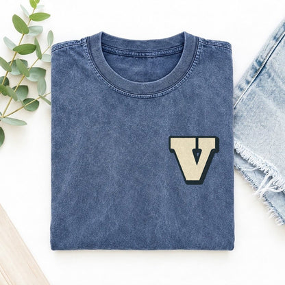 Initial V Left Chest Vintage T-shirt – Washed Blue