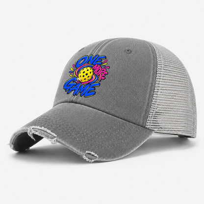 One More Game Pickleball Life Washed Trucker Hat – Grey