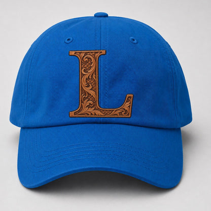 Tooled Leather L Monogram Baseball Cap – Blue
