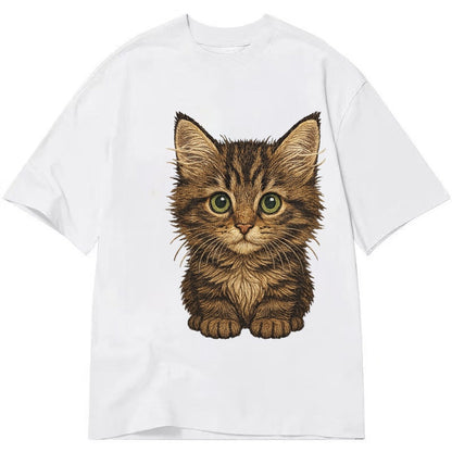 Baby Maine Coon Kitten Large Fluffy Tabby Tufted Ears Big Gr Classic T-shirt – White
