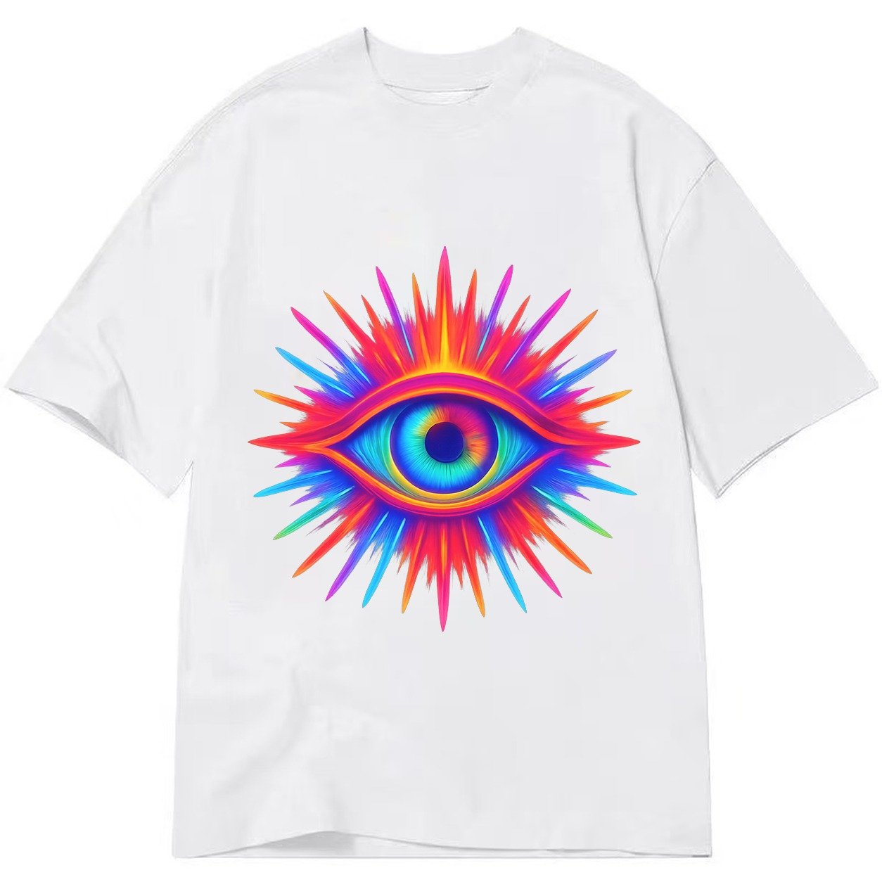 Rainbow Third Eye Prismatic Eye Radiating Spectrum Colors Re Classic T-shirt – White