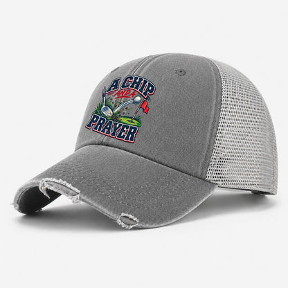 A Chip And A Prayer Golf Life Washed Trucker Hat – Grey