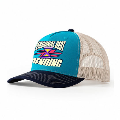Personal Best Pending 90S Running Clubs Trucker Hat – Teal Navy