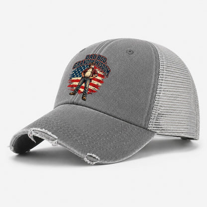 Dad Bod Grandpa Wisdom Old Man Strong Washed Trucker Hat – Grey