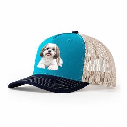 Shih Tzu Lying Down Top Breeds Trucker Hat – Teal Navy