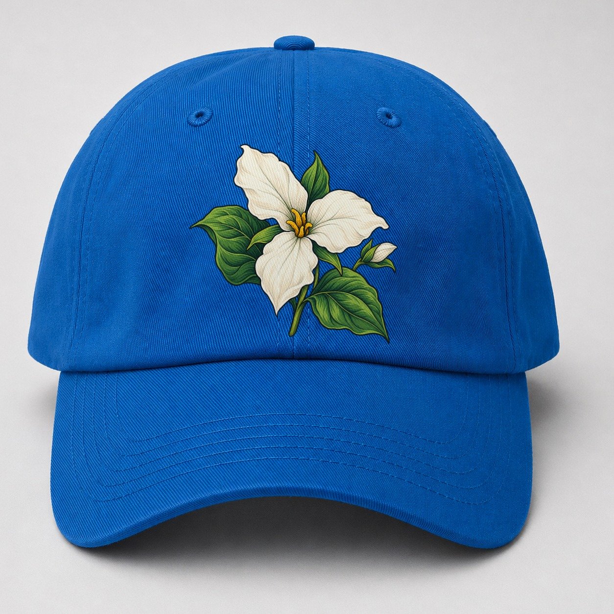 Ontario White Trillium Bloom Canada Cultural Icons Baseball Cap – Blue