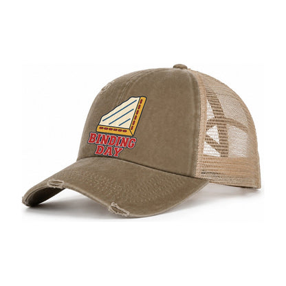 Binding Day Sewing And Quilting Women's Ponytail Trucker Hat – Taupe Khaki