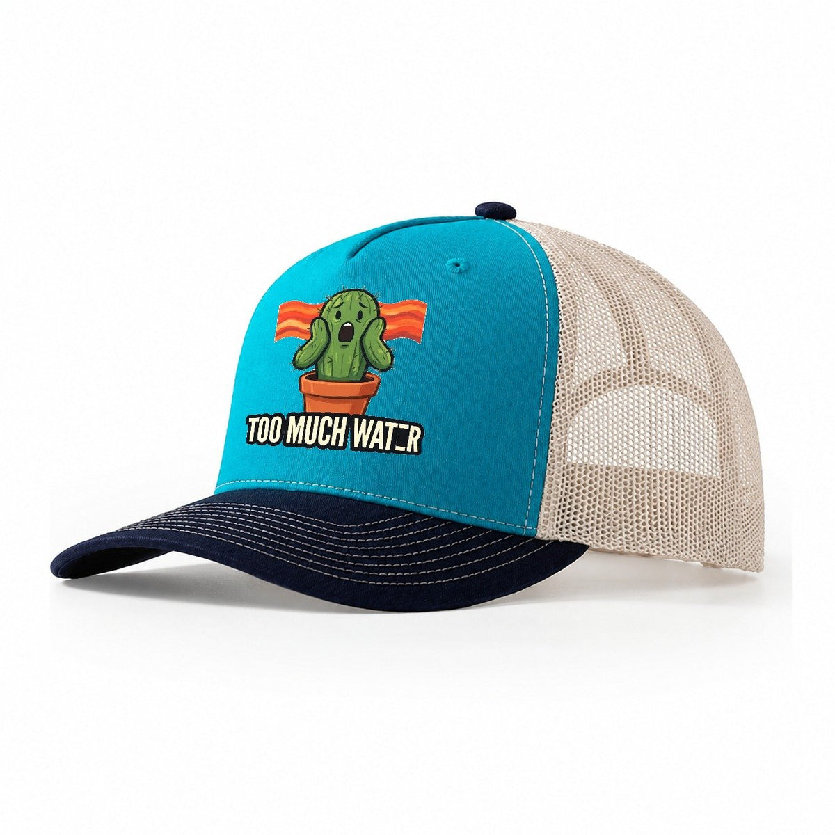 Cactus Scream Overwatered Scream Trucker Hat – Teal Navy