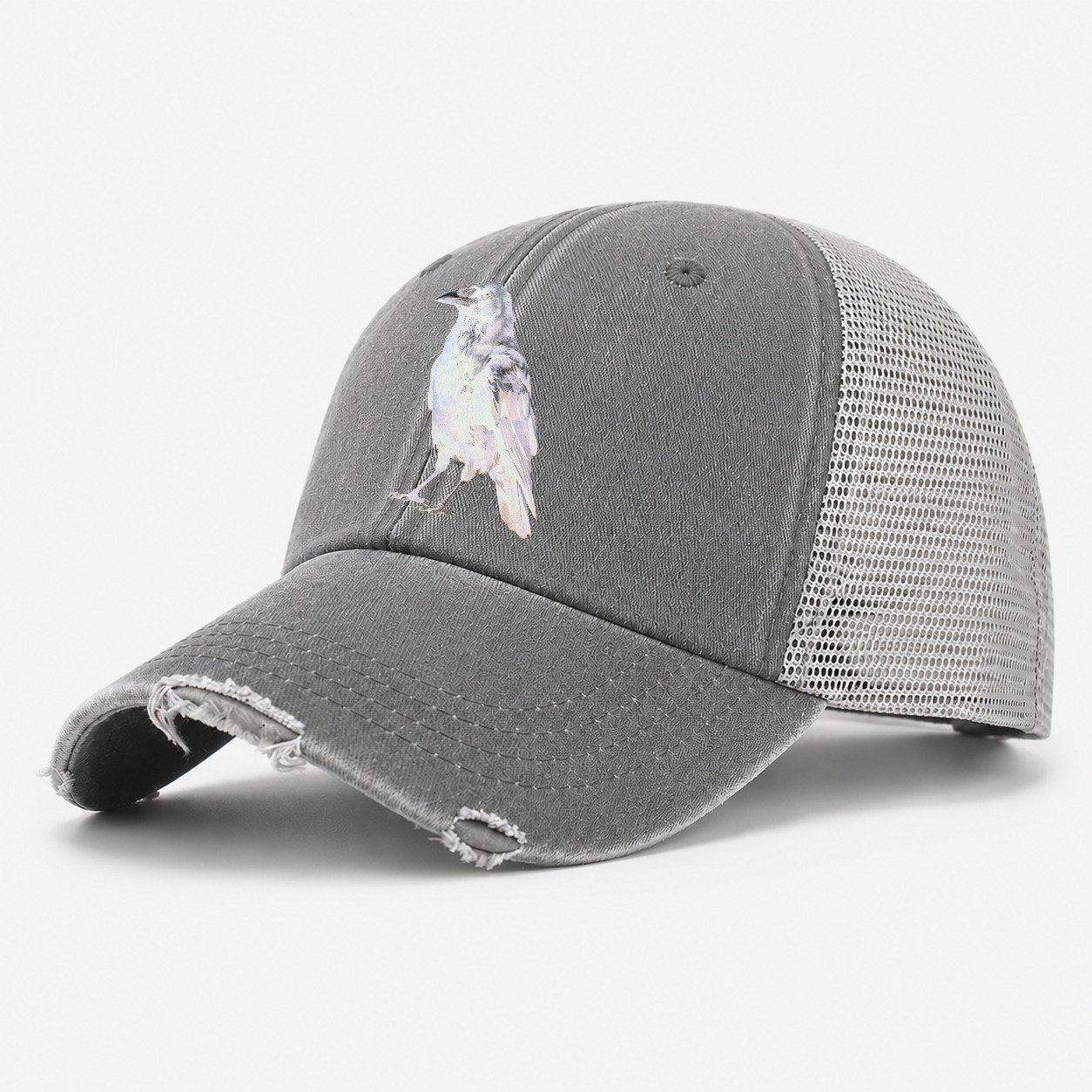 Raven Washed Trucker Hat – Grey