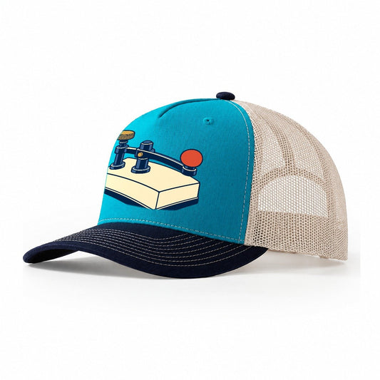 Straight Key Elevation Amateur Radio Trucker Hat – Teal Navy