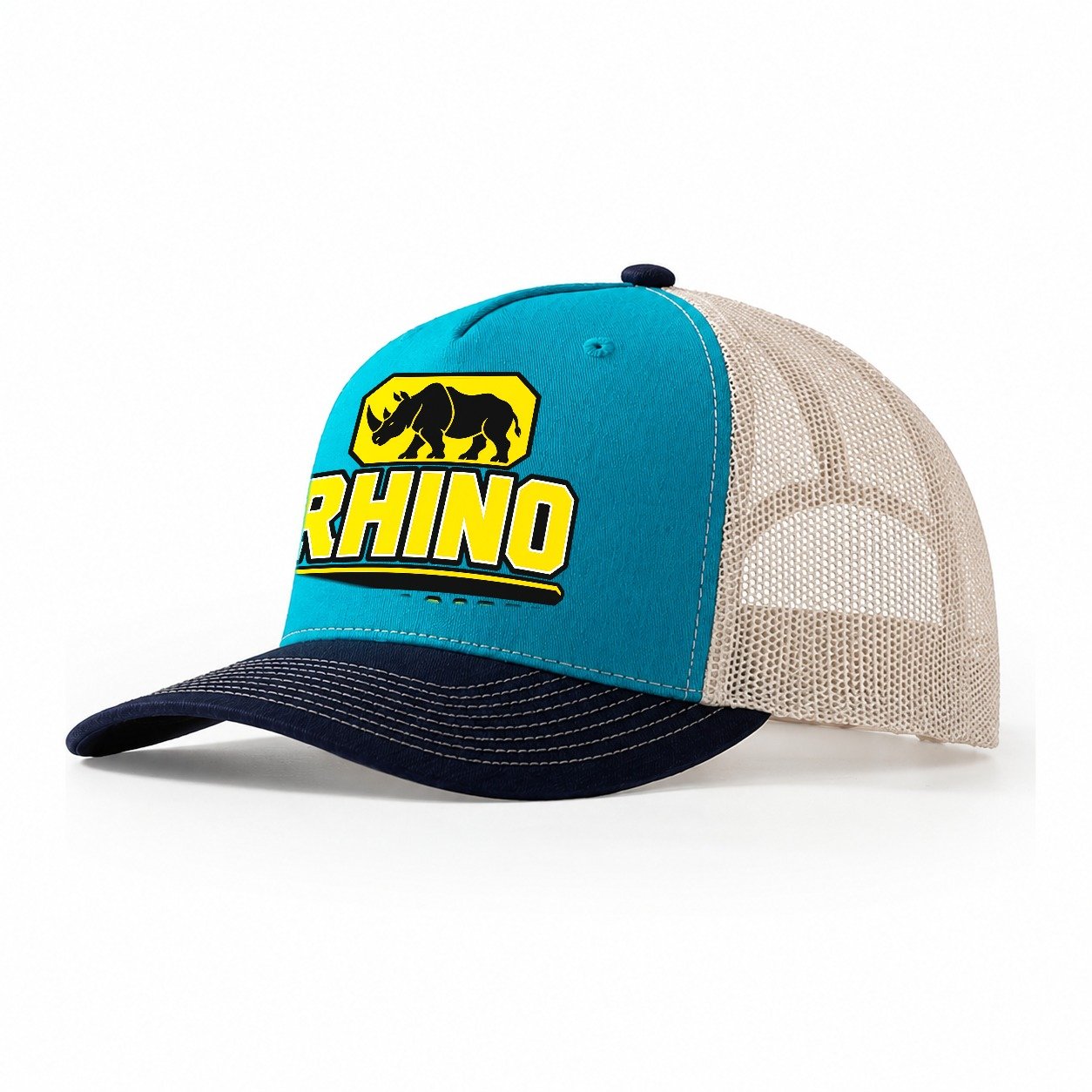 Rhino Front Loader Heavy Duty Trucker Hat – Teal Navy