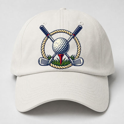 Crossed Clubs Crest Golf Life Baseball Cap – Off White