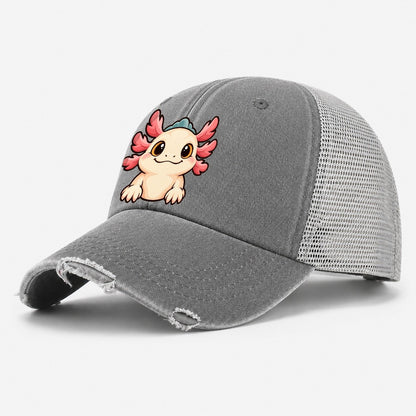 Tank Room Axolotl Aquarium Keeping Washed Trucker Hat – Grey