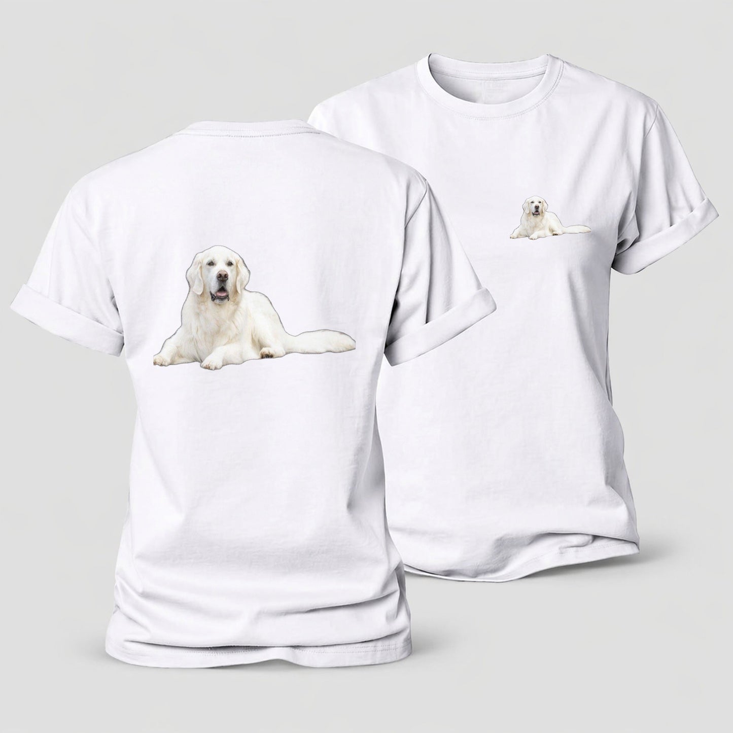 White English Cream Golden Retrievers Women's Cotton T-Shirt – White