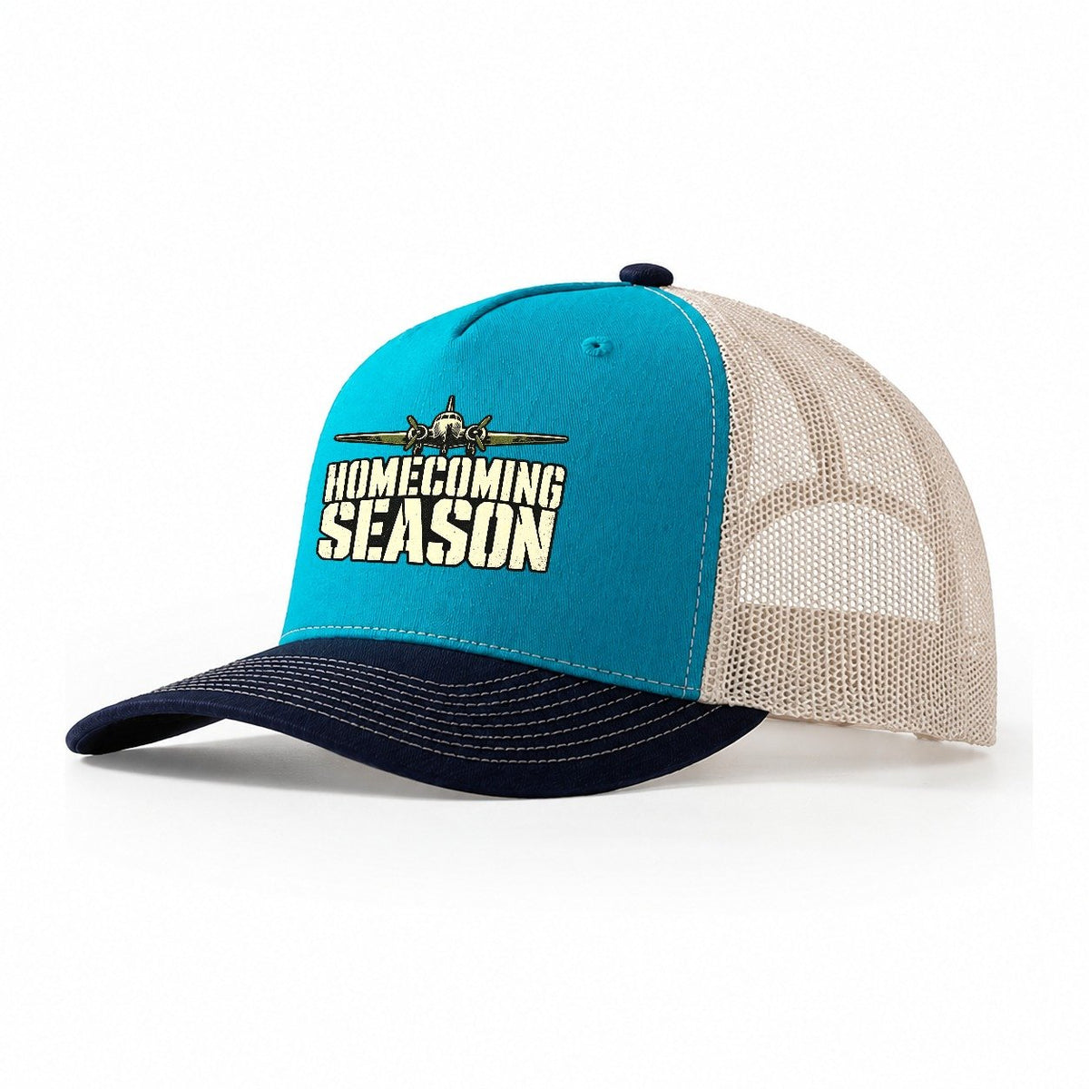 Homecoming Season Barracks Wit Trucker Hat – Teal Navy