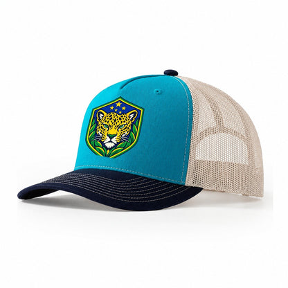 Brazil Minimal Emblem Country Logos Trucker Hat – Teal Navy