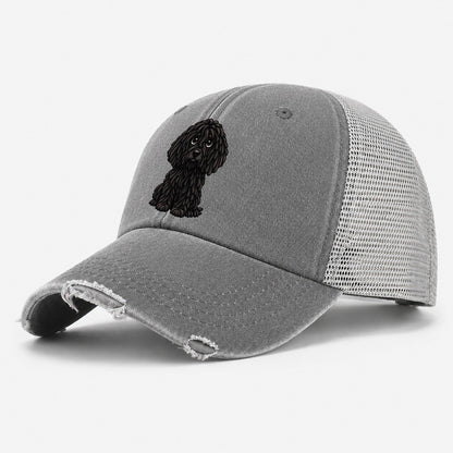 Puli Sitting Sweetheart Washed Trucker Hat – Grey