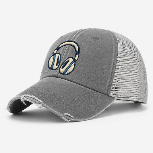 Over Ear Headphones Tiny Solo Marks Washed Trucker Hat – Grey