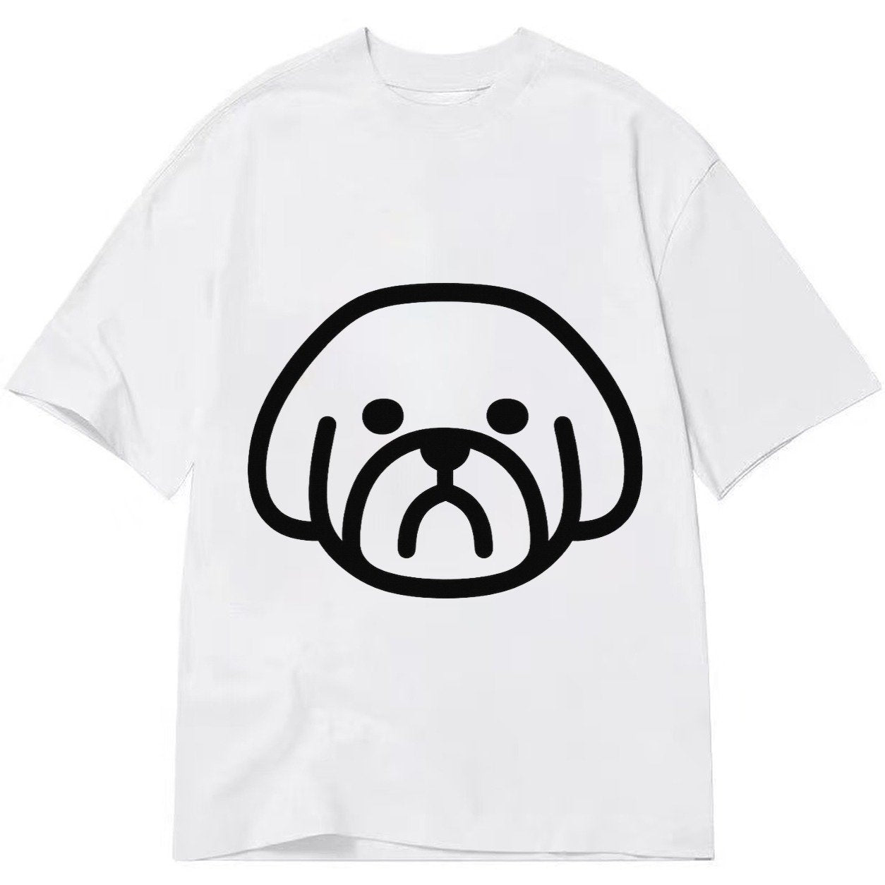 Shih Tzu Minimalist Fluffy Design With Strong Black Border Classic T-shirt – White