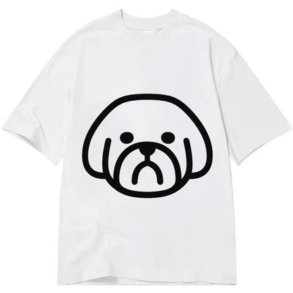 Shih Tzu Minimalist Fluffy Design With Strong Black Border Classic T-shirt – White