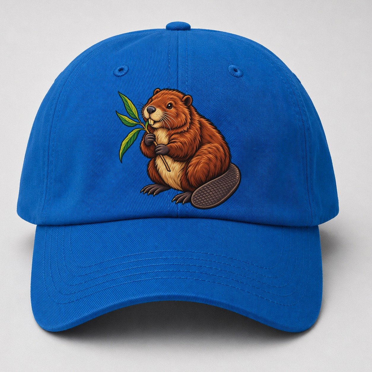 North American Beaver And Willow Sprig Canada Cultural Icons Baseball Cap – Blue