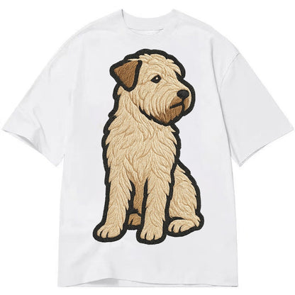 Soft Coated Wheaten Terrier Light Tan Flowing Coat Embroider Classic T-shirt – White