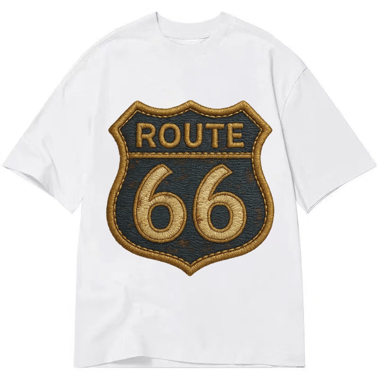 Route 66 Highway Shield With Worn Paint Classic T-shirt – White