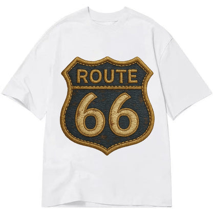 Route 66 Highway Shield With Worn Paint Classic T-shirt – White