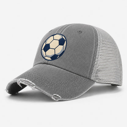 Soccer Ball Tiny Solo Marks Washed Trucker Hat – Grey