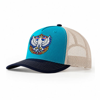 Iceland Heraldic Crest Country Logos Trucker Hat – Teal Navy