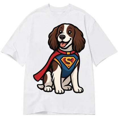 Springer Spaniel Friendly Hero Sitting Attentive With Paws V Classic T-shirt – White