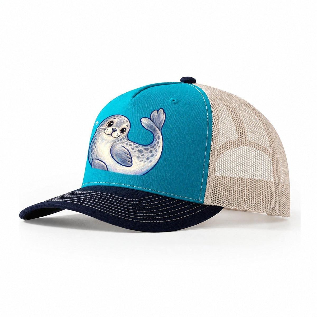 Seal Side Roll Sea Sprite Trucker Hat – Teal Navy