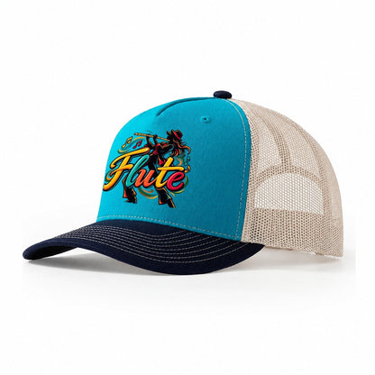 Flute Wordmark Music Instruments Trucker Hat – Teal Navy