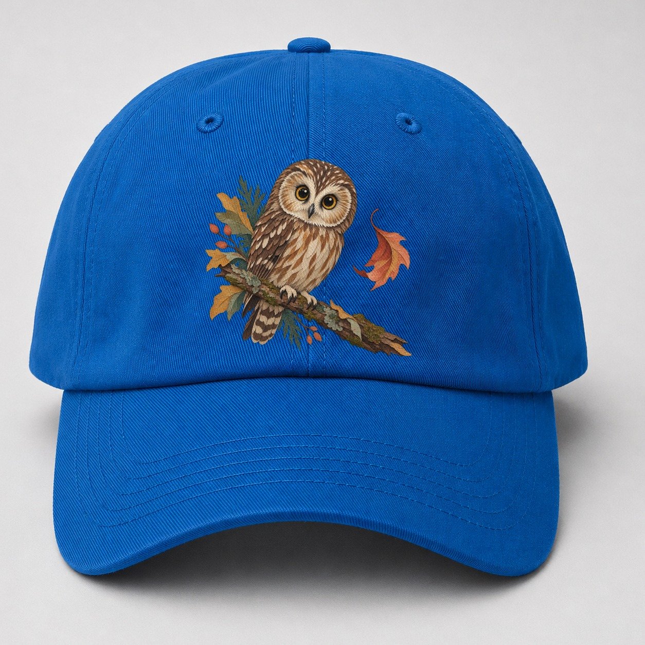Owl Falling Leaf Gentle Wild Baseball Cap – Blue