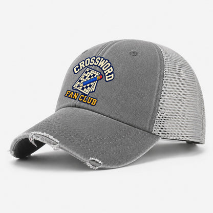 Crossword Fan Club Washed Trucker Hat – Grey