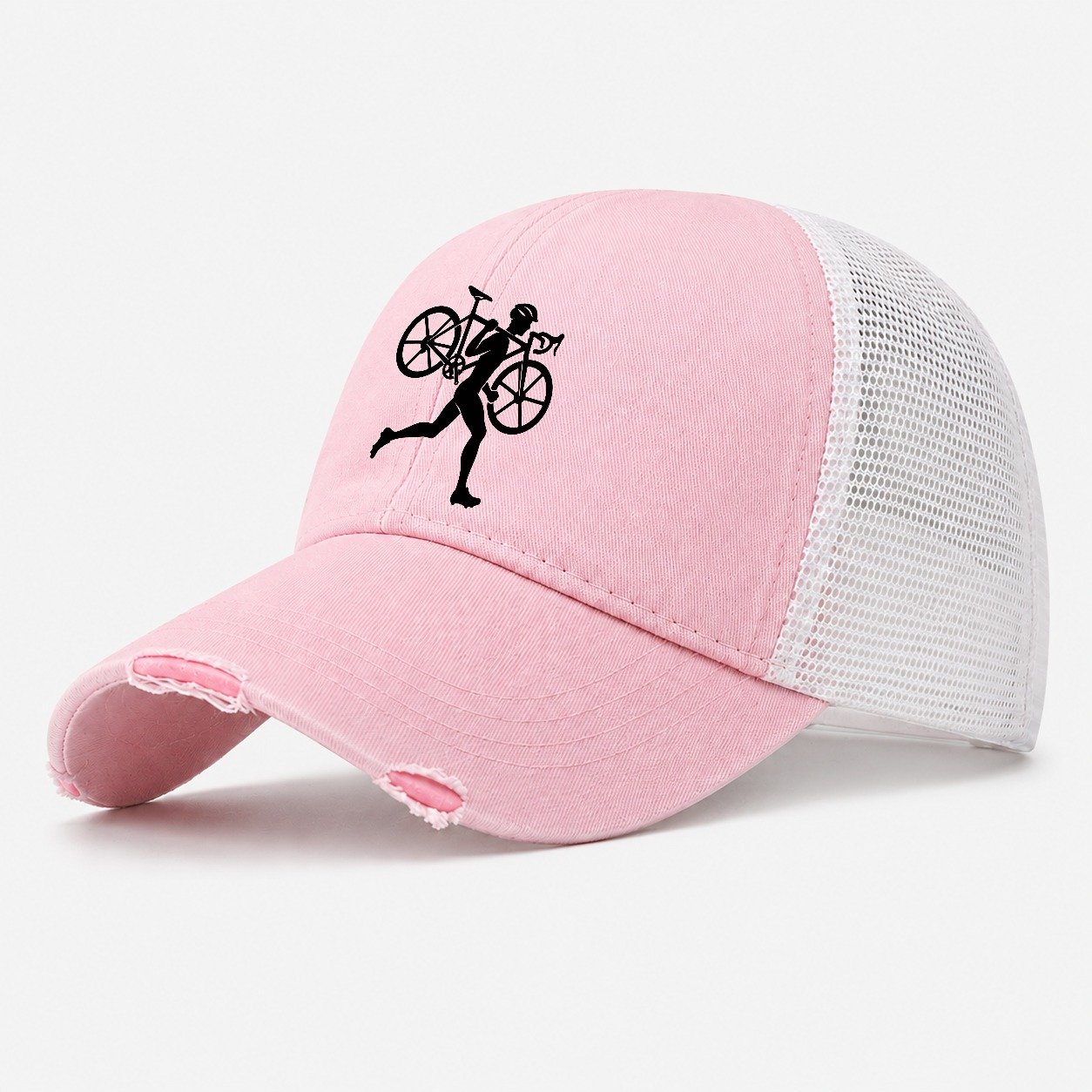 Cyclocross Mud Charger Cycling Life Washed Trucker Hat – Light Pink
