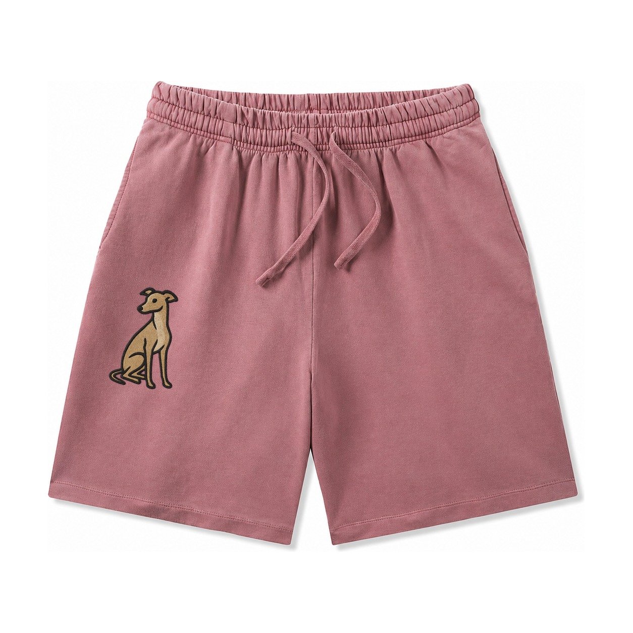 Whippet Fawn Colored Design Washed Shorts – Burgundy