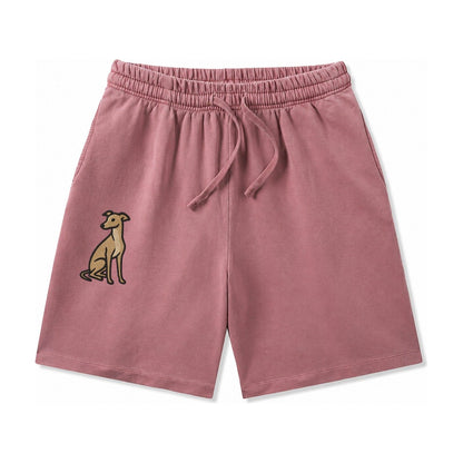 Whippet Fawn Colored Design Washed Shorts – Burgundy