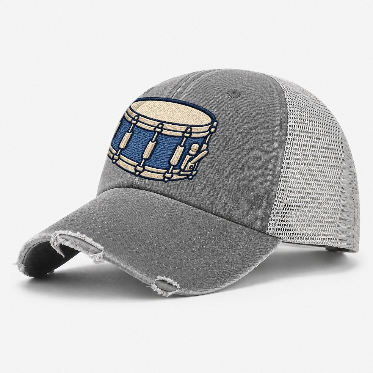 Snare Drum Tiny Solo Marks Washed Trucker Hat – Grey