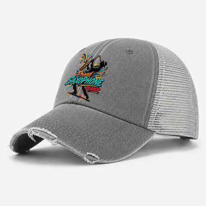 Proud Saxophone Player Music Instruments Washed Trucker Hat – Grey
