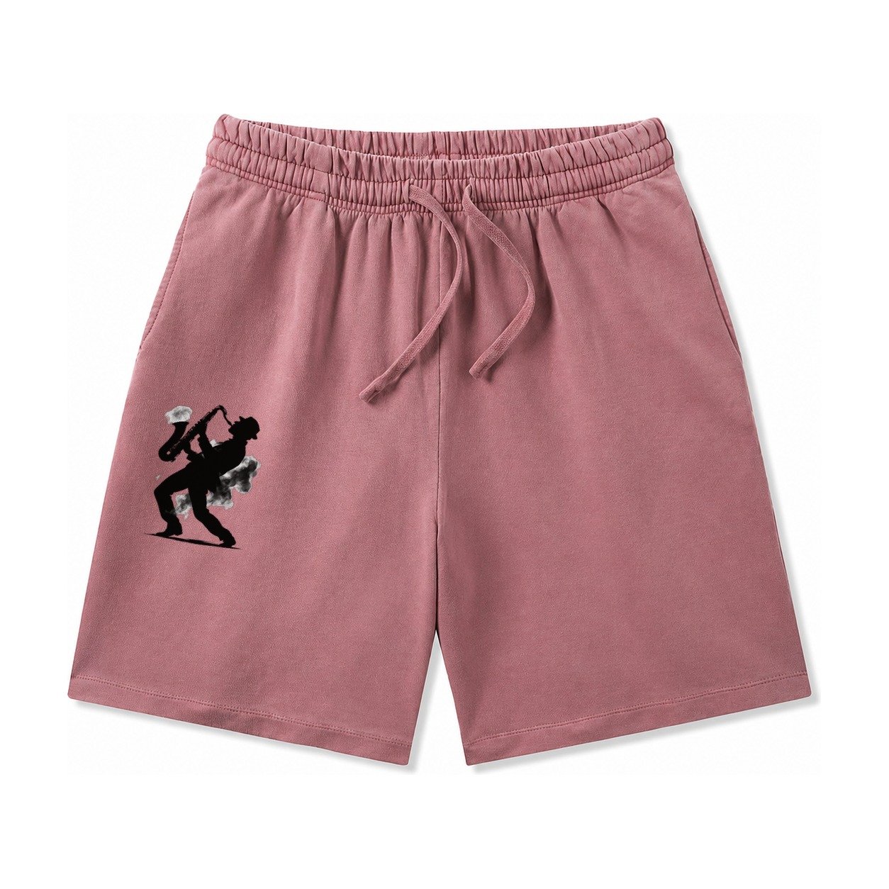 Saxophonist Playing Jazz In Smoky Room Washed Shorts – Burgundy