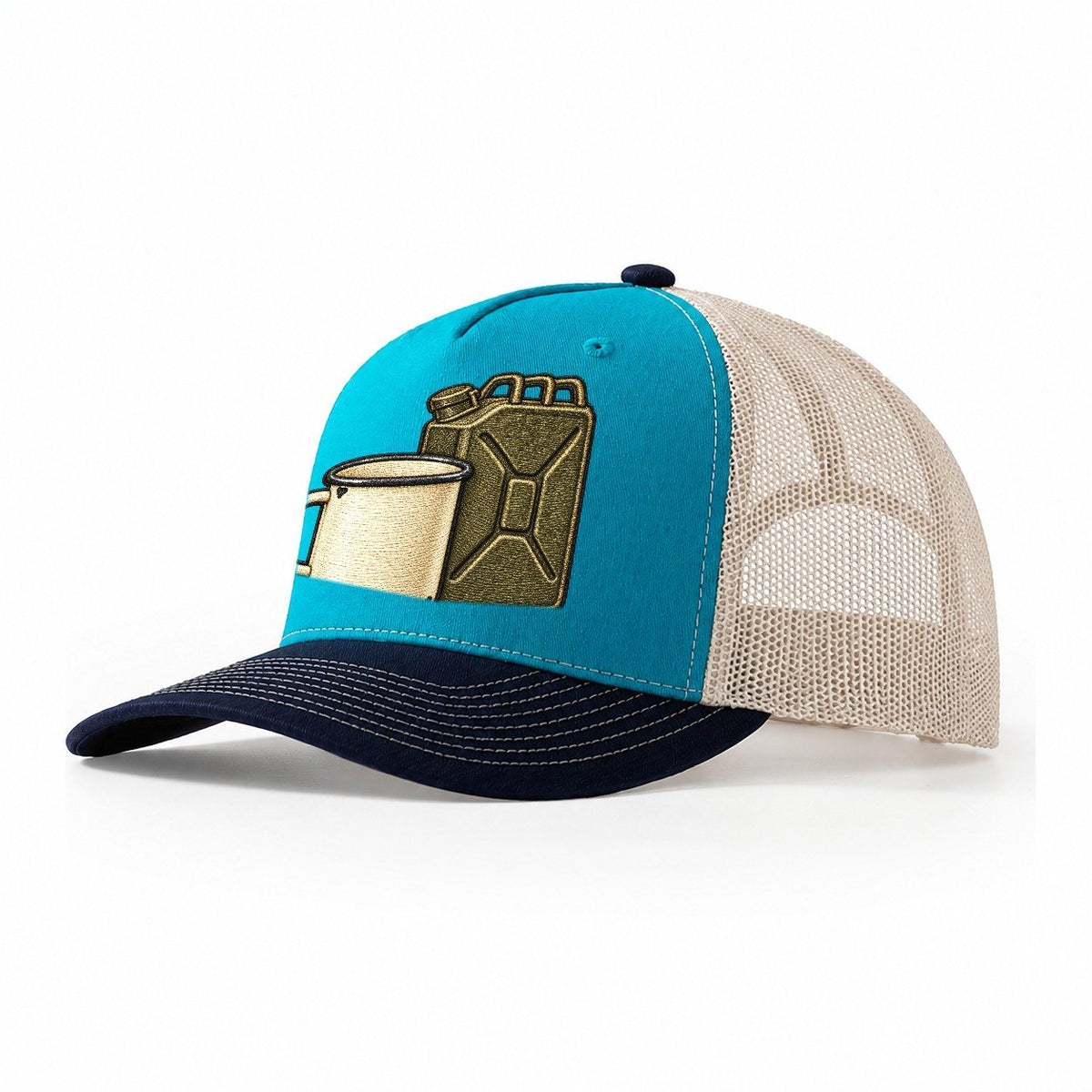Enamel Camp Mug And Fuel Can Off Roading And Overlanding Trucker Hat – Teal Navy