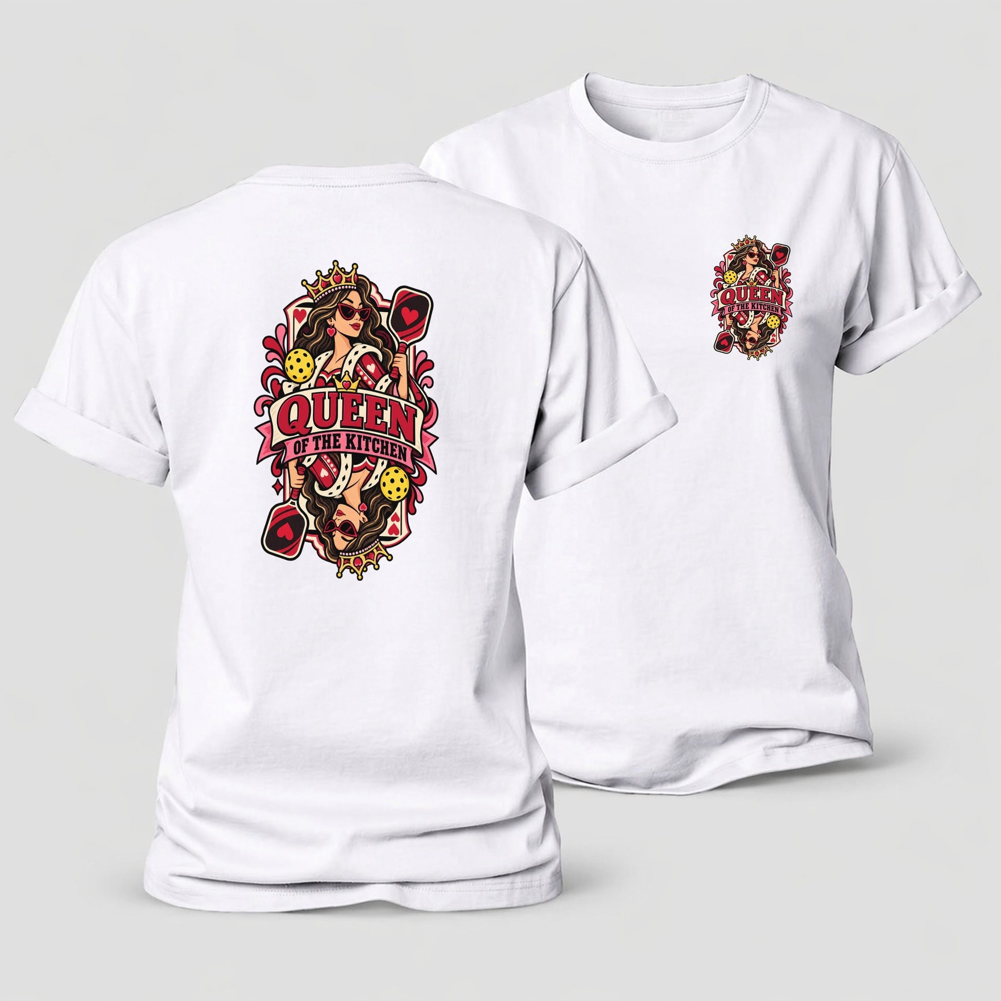 Queen Of The Kitchen Pickleball Life Women's Cotton T-Shirt – White