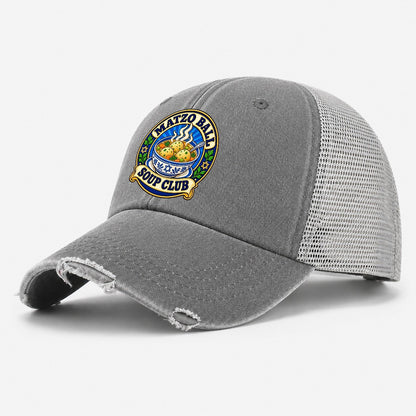 Matzo Ball Soup Club Judaism Heritage Washed Trucker Hat – Grey