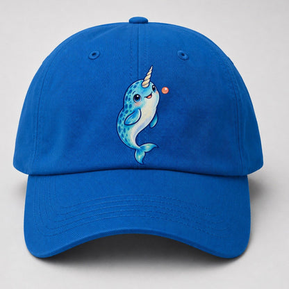 Narwhal Upward Swim Sea Sprite Baseball Cap – Blue