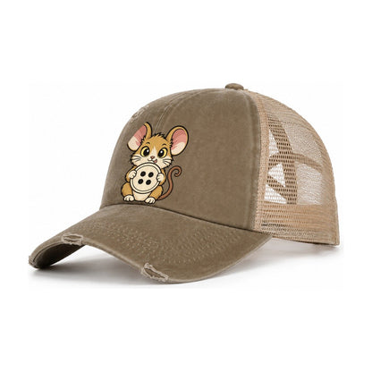 The Sewing Room Mouse Sewing And Quilting Women's Ponytail Trucker Hat – Taupe Khaki