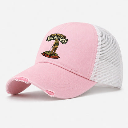 Still Play Golf In Their Eighties Design Washed Trucker Hat – Light Pink
