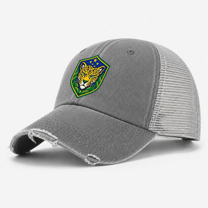 Brazil Minimal Emblem Country Logos Washed Trucker Hat – Grey