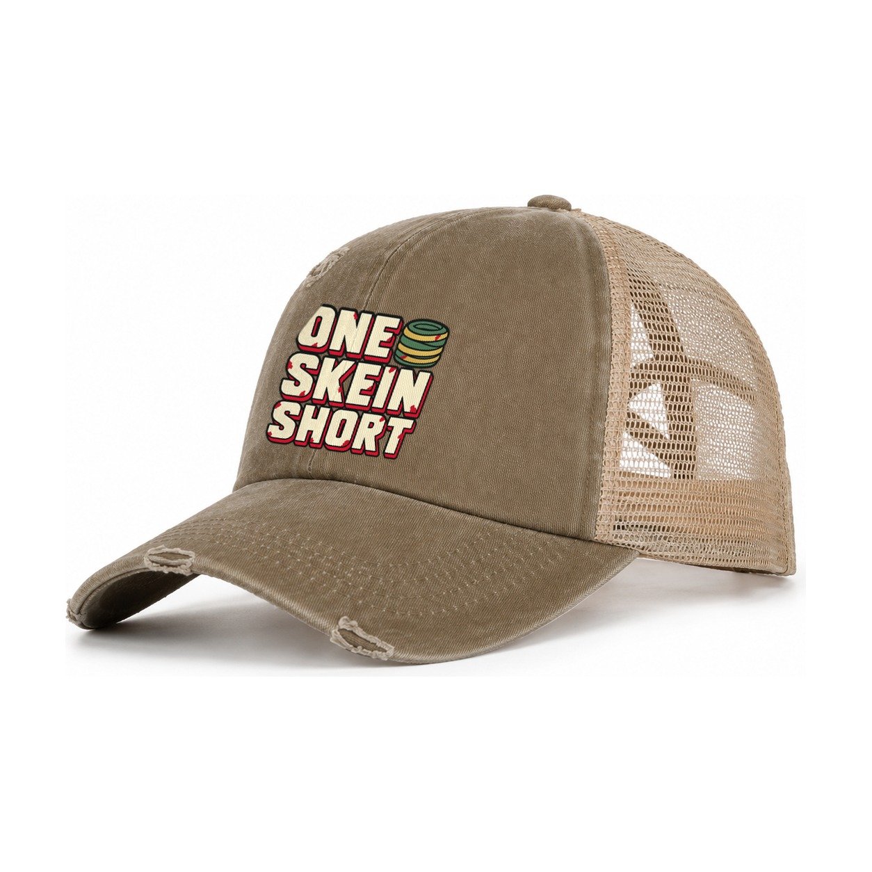 One Skein Short Yarn Crafts Women's Ponytail Trucker Hat – Taupe Khaki