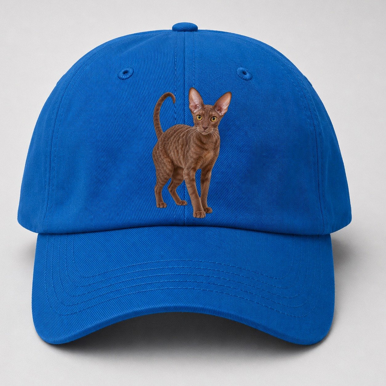 Cornish Rex Standing Three Quarter Realistic Cat Portrait Baseball Cap – Blue